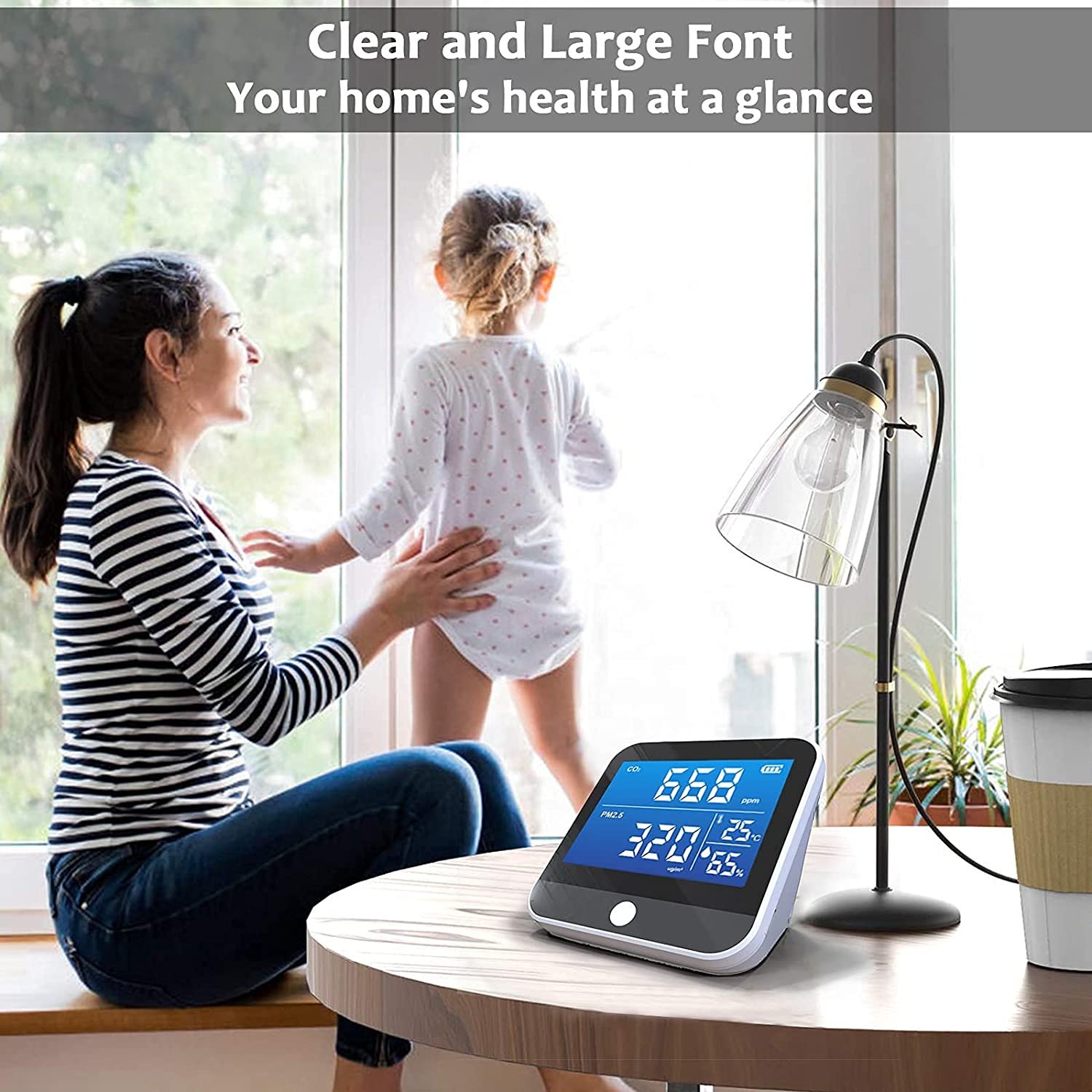 Air Quality Monitor Indoor CO2 Detector, Carbon Dioxide Monitor With Alarm Function, Pm1.0/2.5/10 Micron Particulate Matter Dust