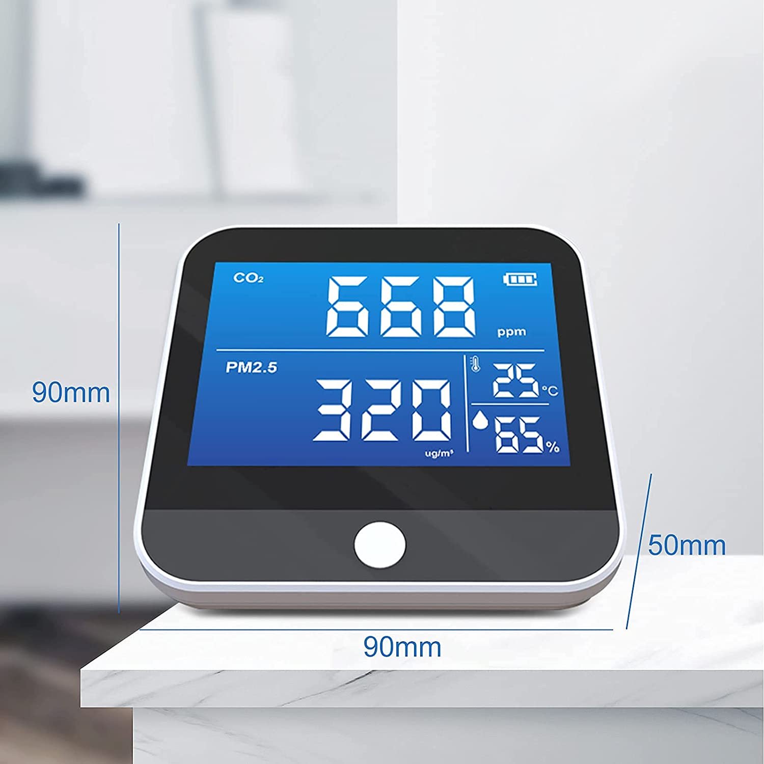 Air Quality Monitor Indoor CO2 Detector, Carbon Dioxide Monitor With Alarm Function, Pm1.0/2.5/10 Micron Particulate Matter Dust