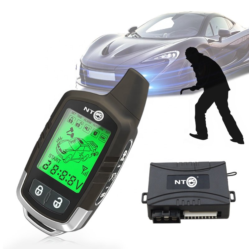 New Remote Engine Start Auto with Central Door Locking Two Way Car Alarm System with Lcd Remote Anti-thef