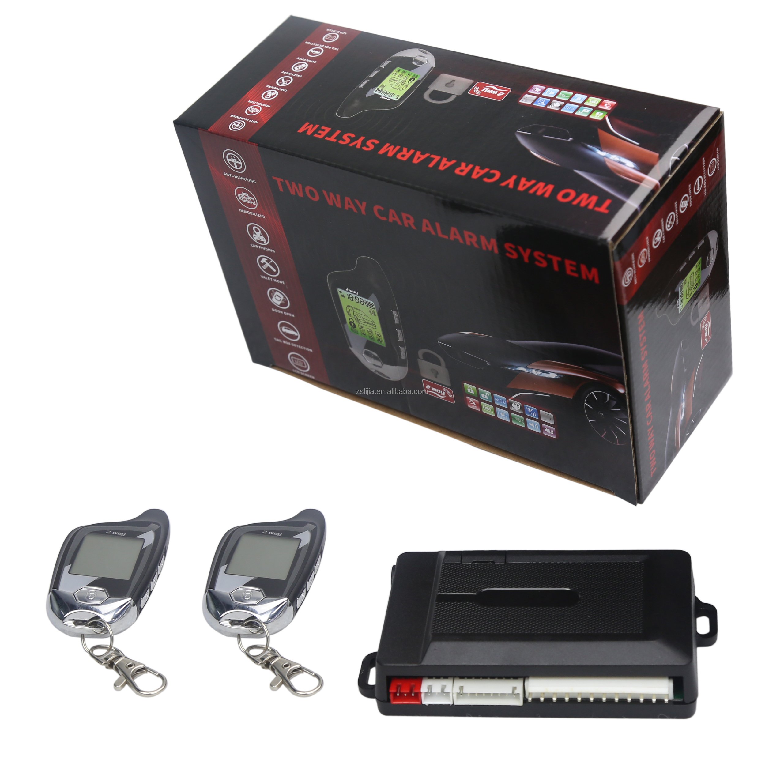 New Remote Engine Start Auto with Central Door Locking Two Way Car Alarm System with Lcd Remote Anti-thef