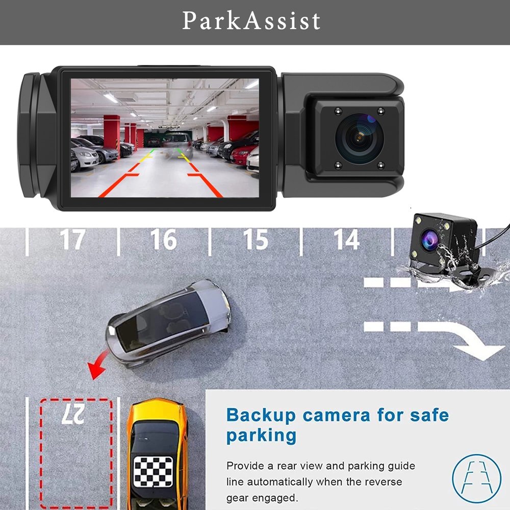 High Quality Full Hd 1080P 3 lens Camera Dashcam Wifi Car Dvr 3 in 1 Front and Back Dash Cam Cameras for Car G-sensor