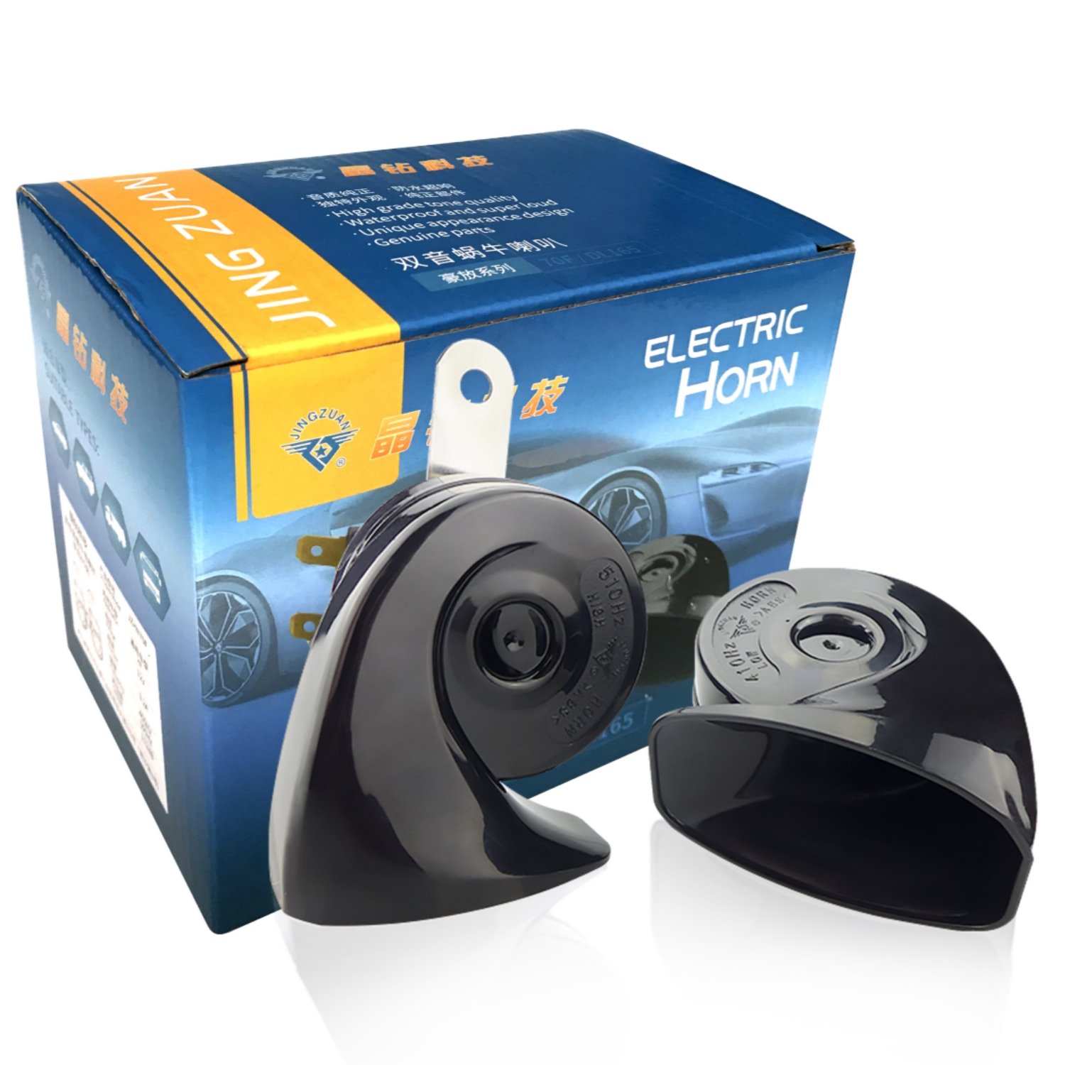 New 12V 24V Loud 108db Snail Horn Cars 2-Way Aluminum Black Electric Audio Speaker ABS Compatible All Car Models Specifically VW