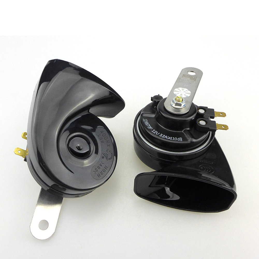 New 12V 24V Loud 108db Snail Horn Cars 2-Way Aluminum Black Electric Audio Speaker ABS Compatible All Car Models Specifically VW