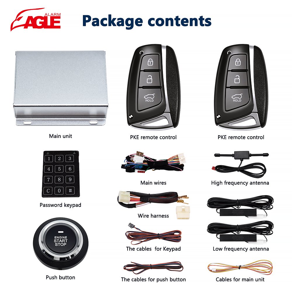 Car Pke Keyless Pke Botn De Encendido Star Stop Auto Alarm System Passive and Keyless Entry Push Button Remote Engine Start Stop