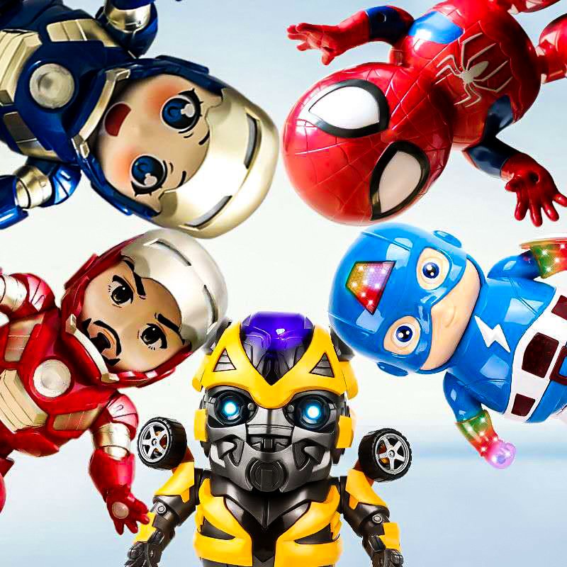 plastic Iron super man Electronic Toy Dancing deformation super man robots Light Music pcb