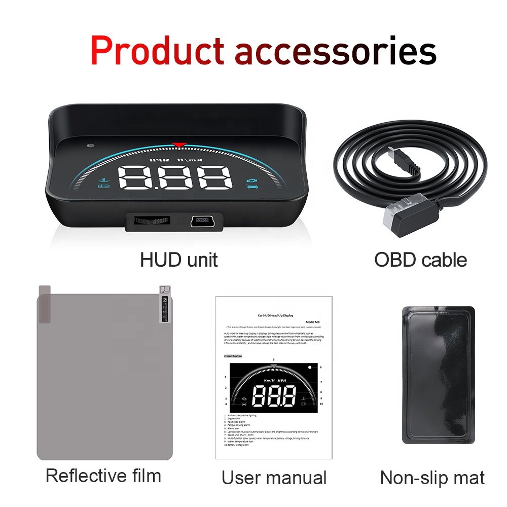 WiiYii Factory Direct Car Projector Display Head up Display Over-speed Alarm Smart Gauge M8 OBD2 Universal Car HUD