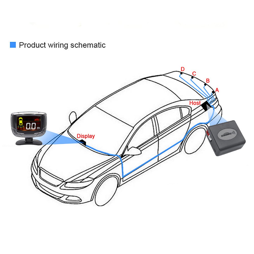 Auto Car Parking Radar Reversing Aid Assist Buzzer with LED Display Front Rear 4 Sensor