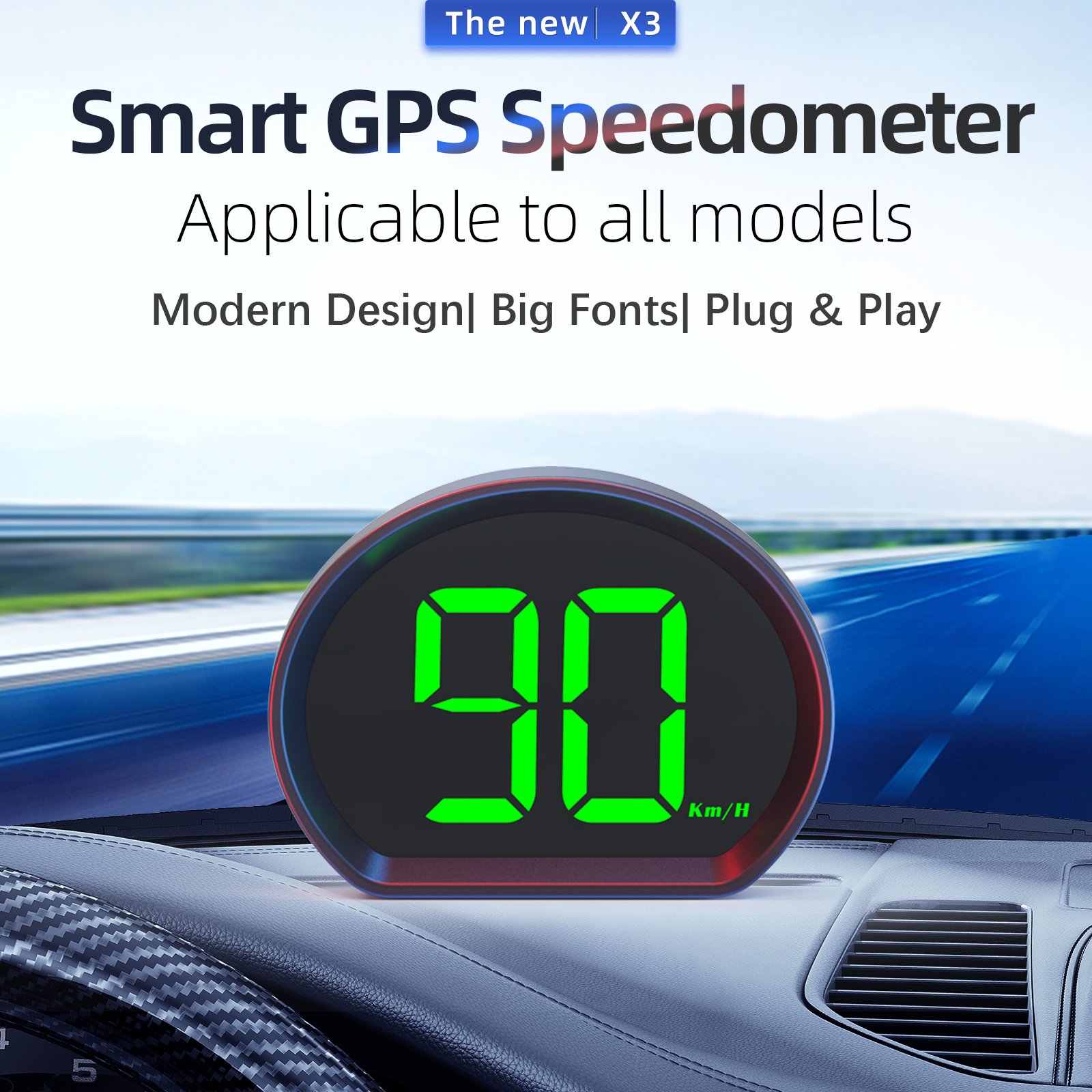 2024 Factory Direct WiiYii New X3 Cheap HUD Car GPS Head up Displays Universal Speedometer