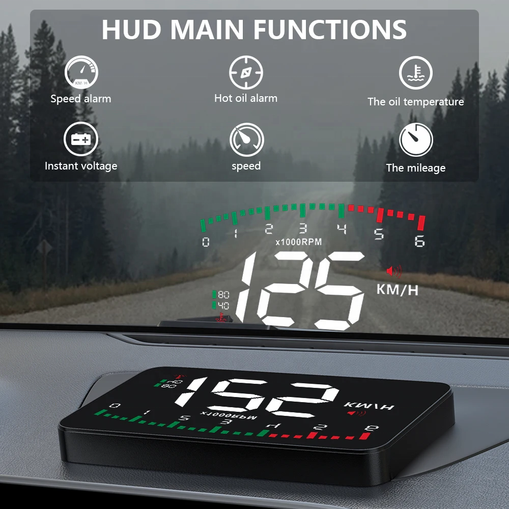 WiiYii Factory's Universal OBD2 A900 Head up Display LED Speed Meter Plug and Play Windshield HUD for Cars