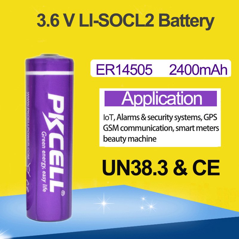 PKCELL Lithium Primary Batteries AA ER14505 LS14500 TL-5903 3.6V 2400mAh Lithium Battery
