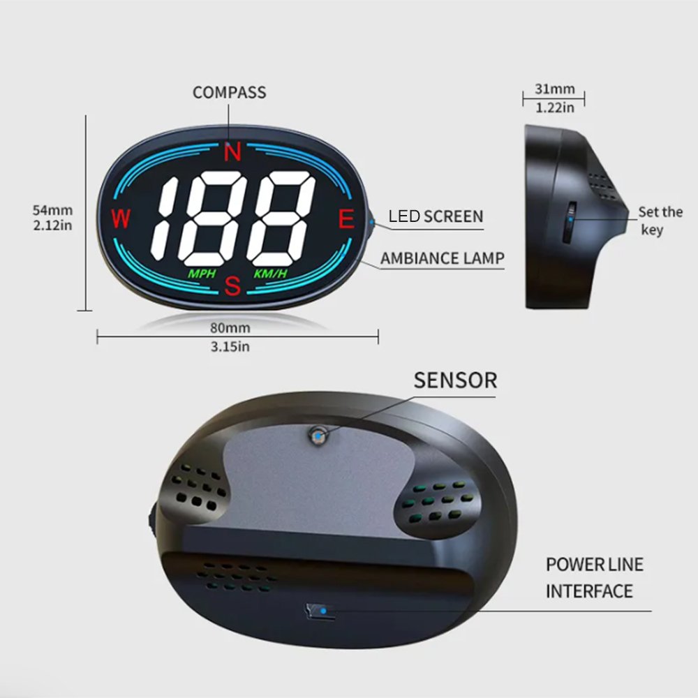 H2 HUD Head up Display GPS Digital Speedometer for Car Speed Gauge Meter MPH KM/H USB Plug&Play Auto Electronics Devices