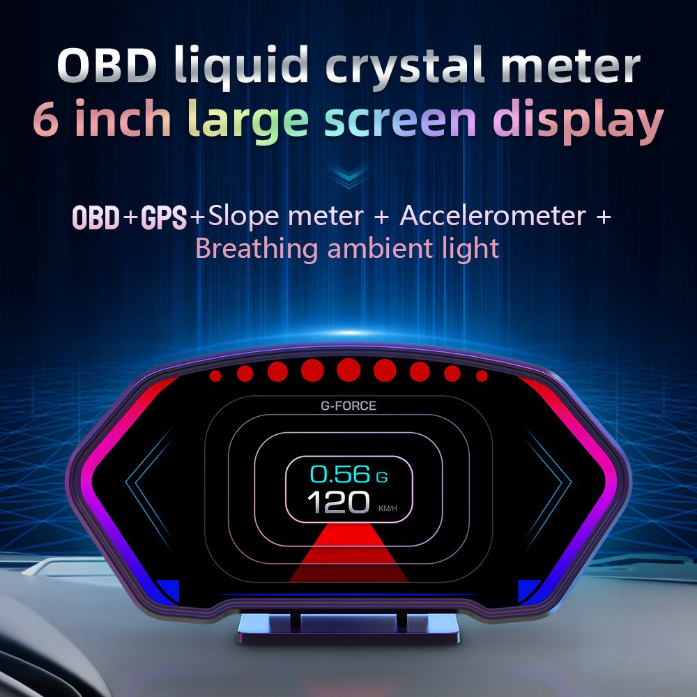 2024 Newest Auto Gauge Hud P3 LCD Screen Multi Function HUD Speedometer GPS OBD2 Car Head up Display