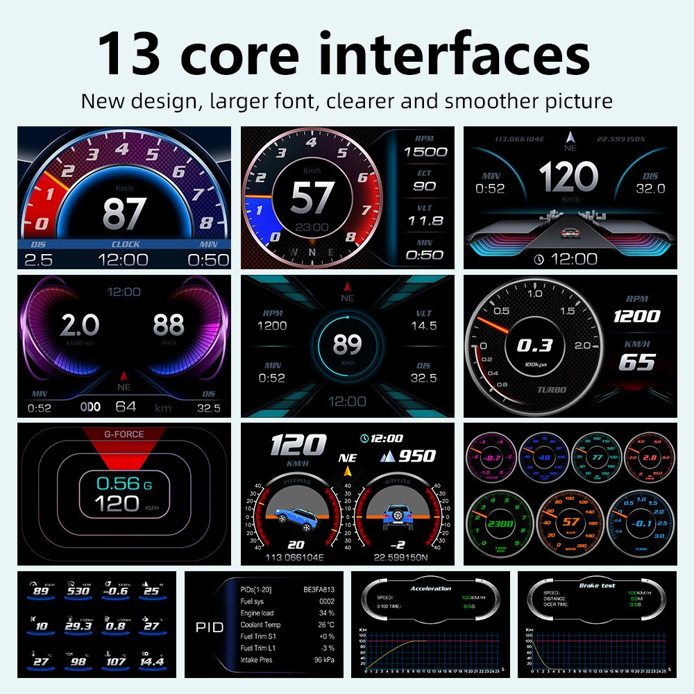 2024 Newest Auto Gauge Hud P3 LCD Screen Multi Function HUD Speedometer GPS OBD2 Car Head up Display