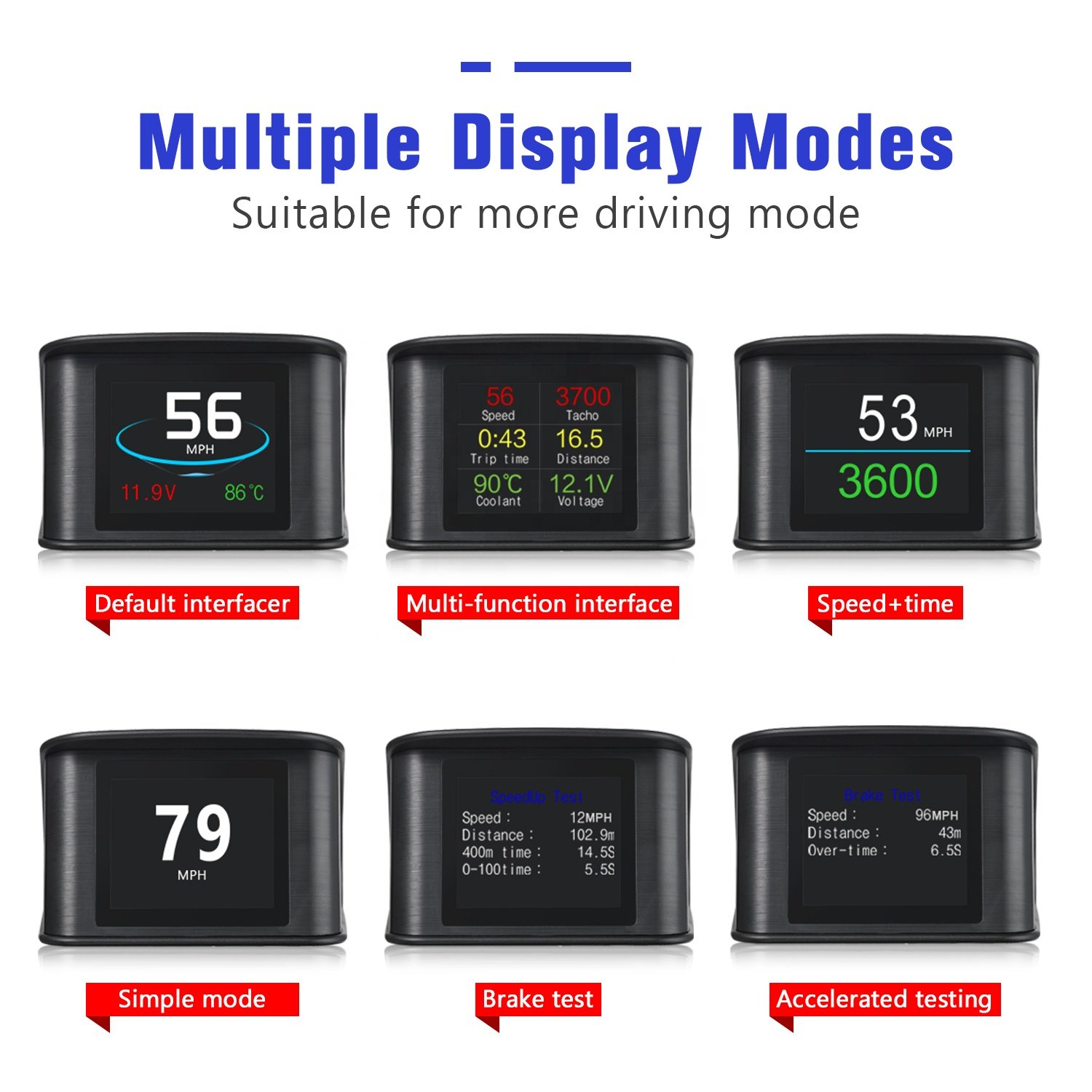 HUD P10 OBD2 Car Head up Display With TFT LCD Display Shows Speed RPM Voltage Detection for Error Code Hud