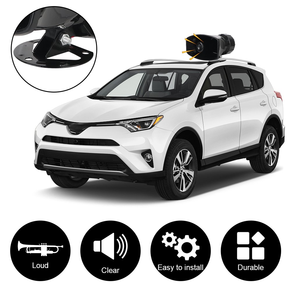 Car Warning Alarm Megaphone Car Horn 120DB Loud 12V 100W Multi-tone & Claxon Horn Police Siren Air Horn Speaker