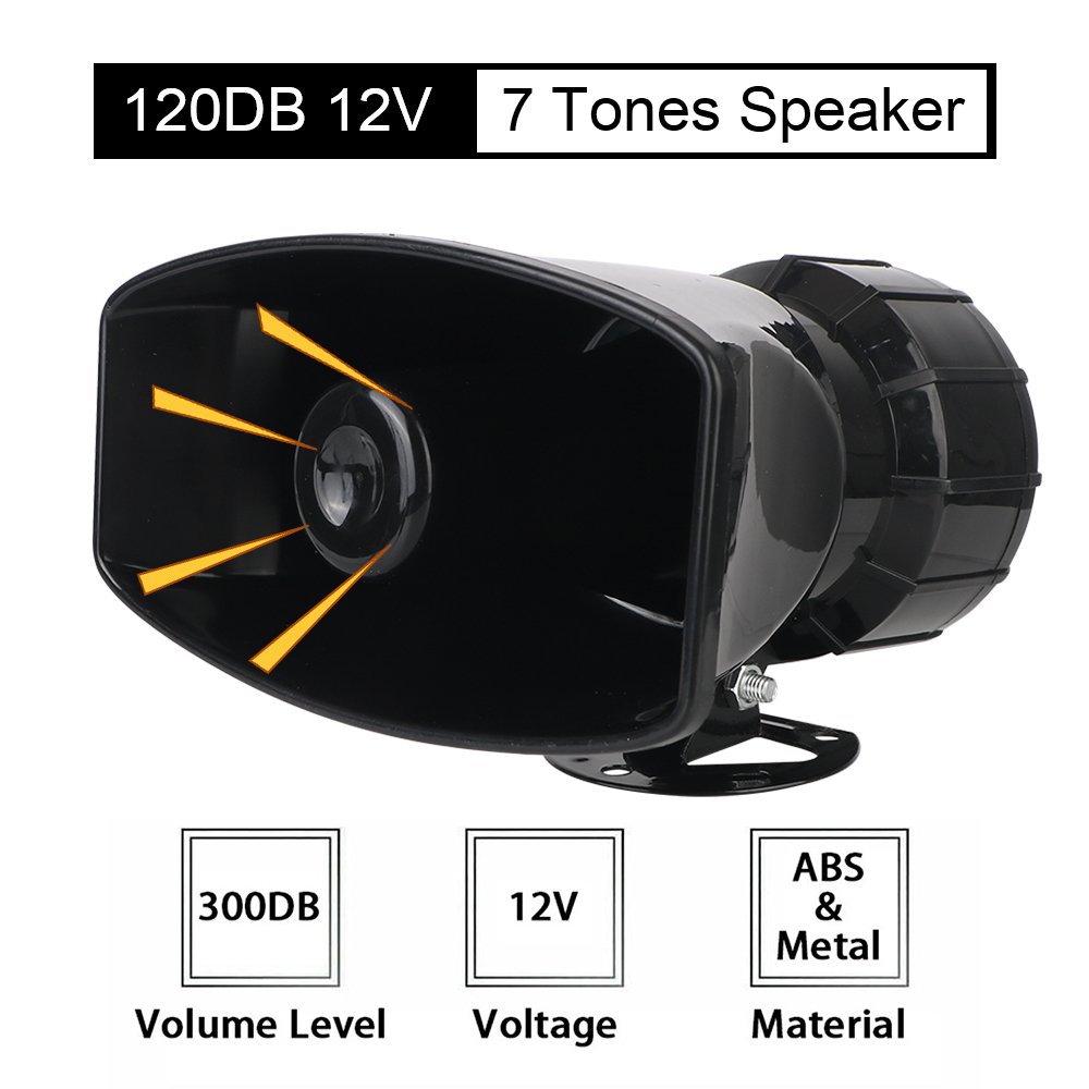 Car Warning Alarm Megaphone Car Horn 120DB Loud 12V 100W Multi-tone & Claxon Horn Police Siren Air Horn Speaker