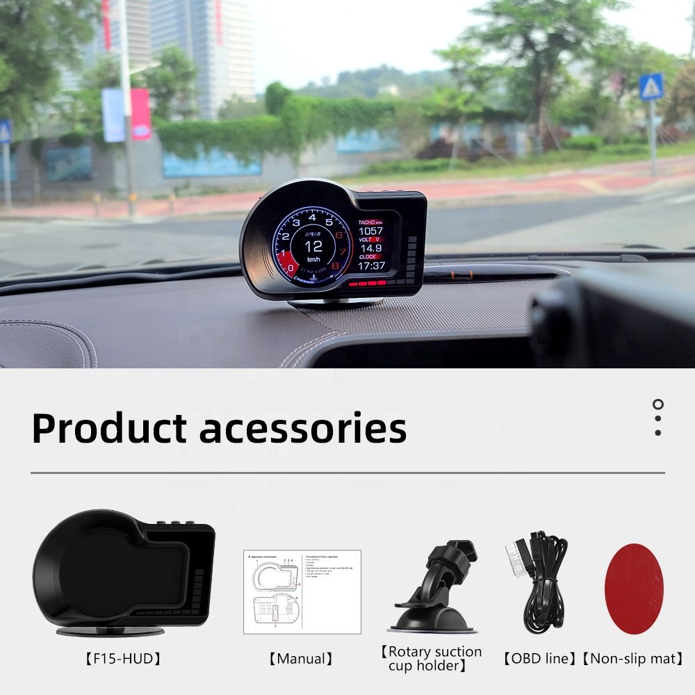 2025 Hot Sale HUD F15 Speedometer With OBD+GPS LCD Car Head up Display Alarm Function for Automotive Electronic Accessories