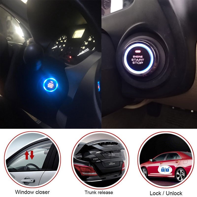 12V Auto Car Alarm One Start Stop Button Engine Push Button RFID Lock Ignition Switch Keyless Entry Starter Antitheft System