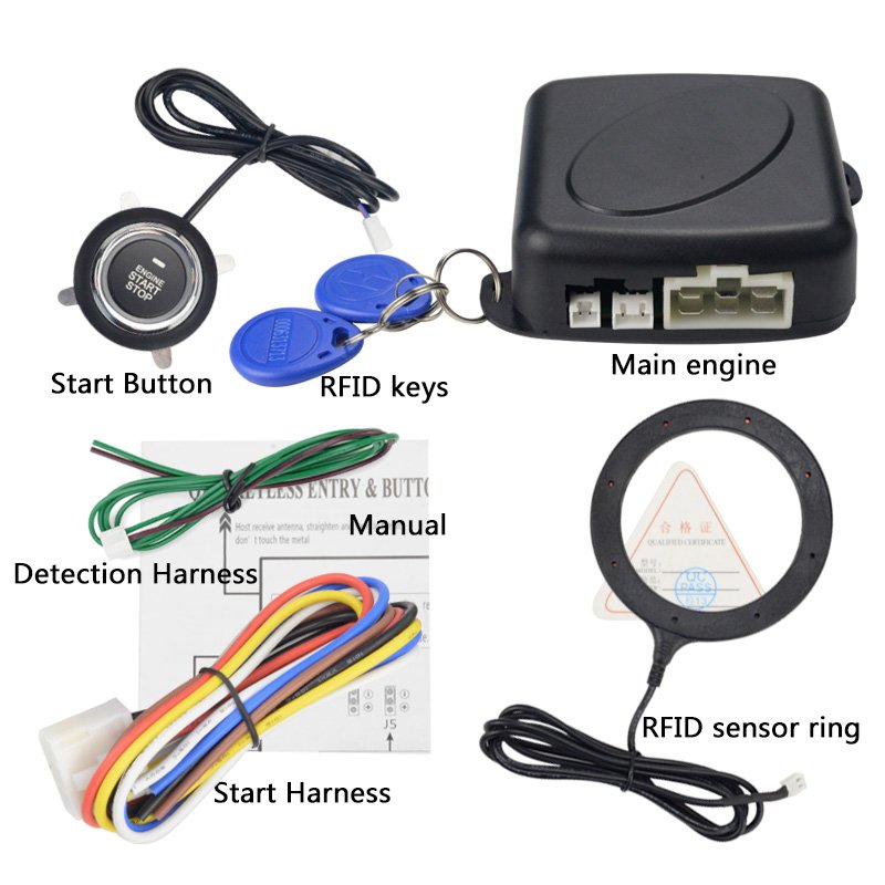 12V Auto Car Alarm One Start Stop Button Engine Push Button RFID Lock Ignition Switch Keyless Entry Starter Antitheft System