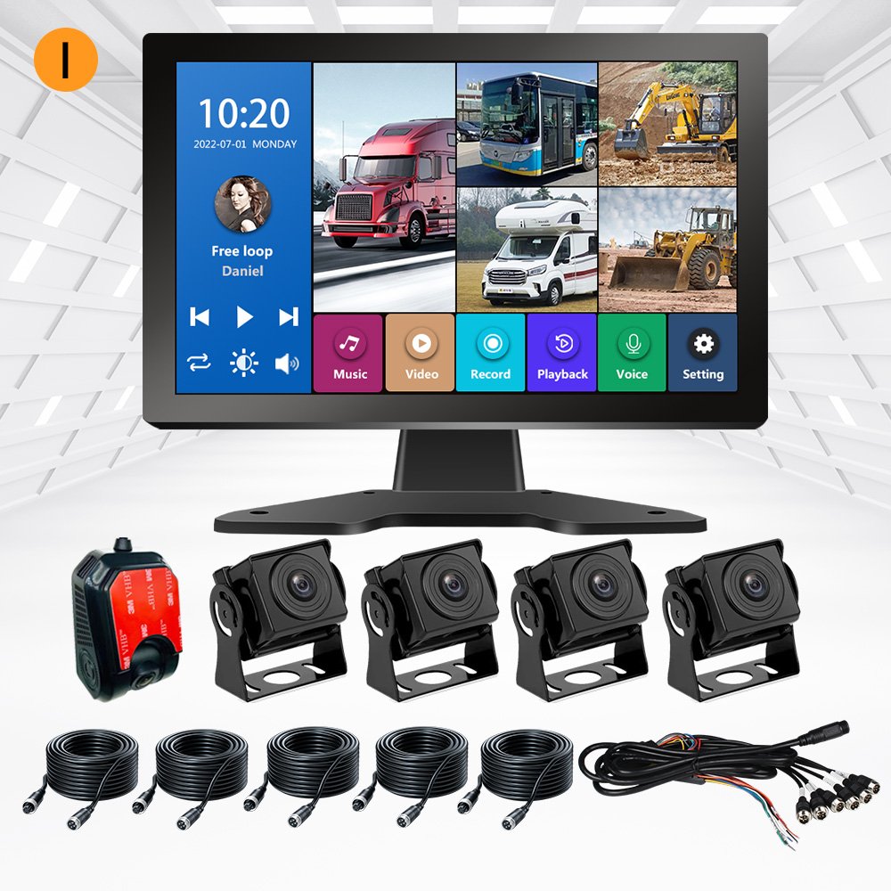 4K 10.36-Inch ADAS Vehicle Blackbox DVR with Touch Screen Dashcam TFT Front Back Cameras Including Monitor Back Side Pickup