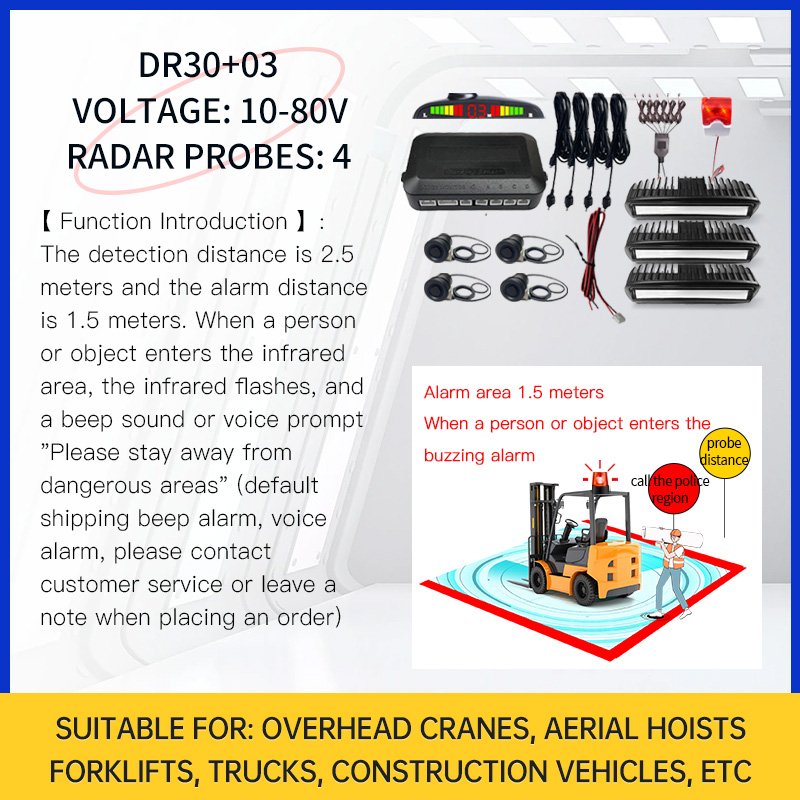 Forklift Basic Reverse Anti-Collision System Security Universal Area Buzzer Voice Distance Warning Anti-Collision Radar