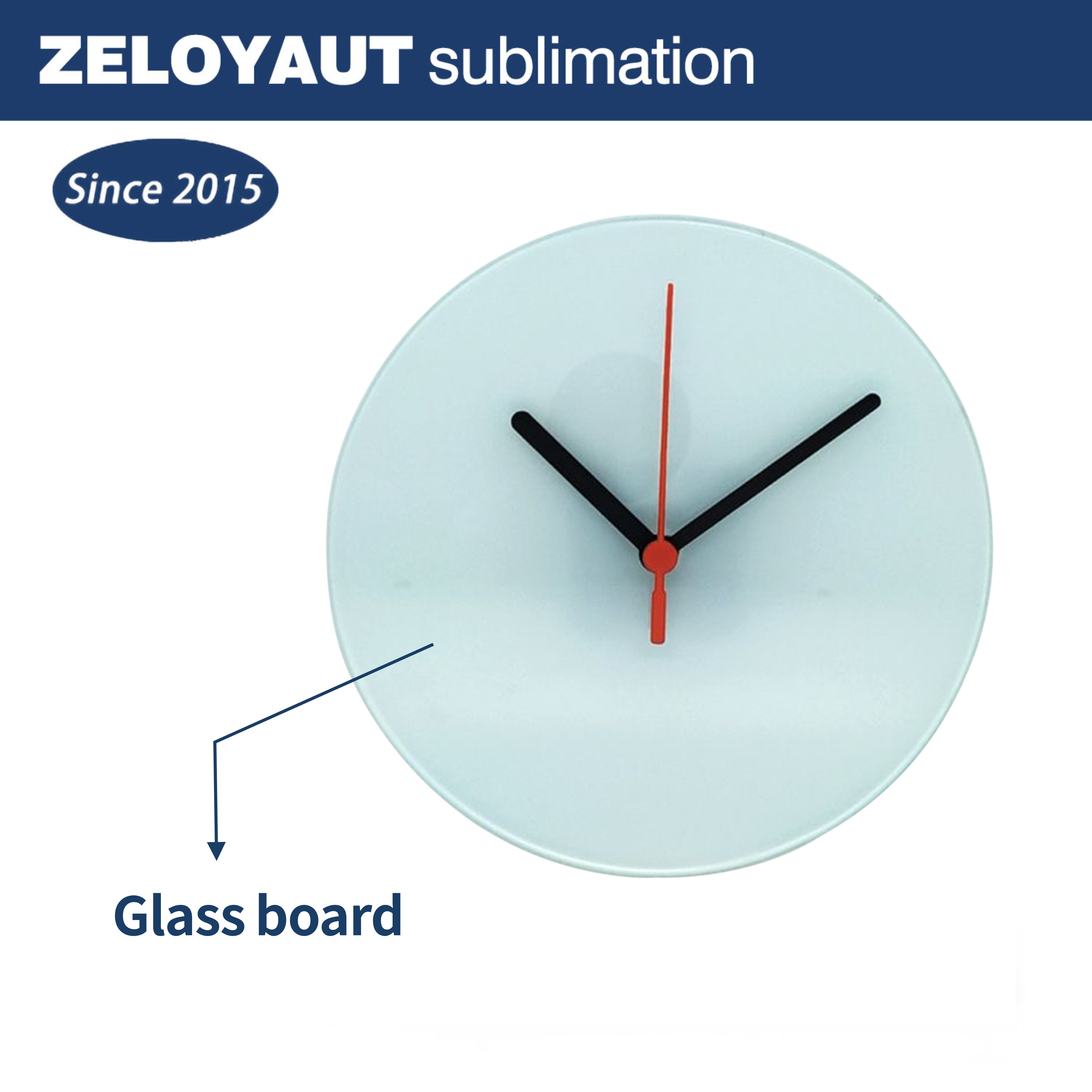 ZELOYAUT Sublimation Glass Round Clocks Blank Wall Glass Clock DIY Personalized Custom Logo Print Sublimation Blanks