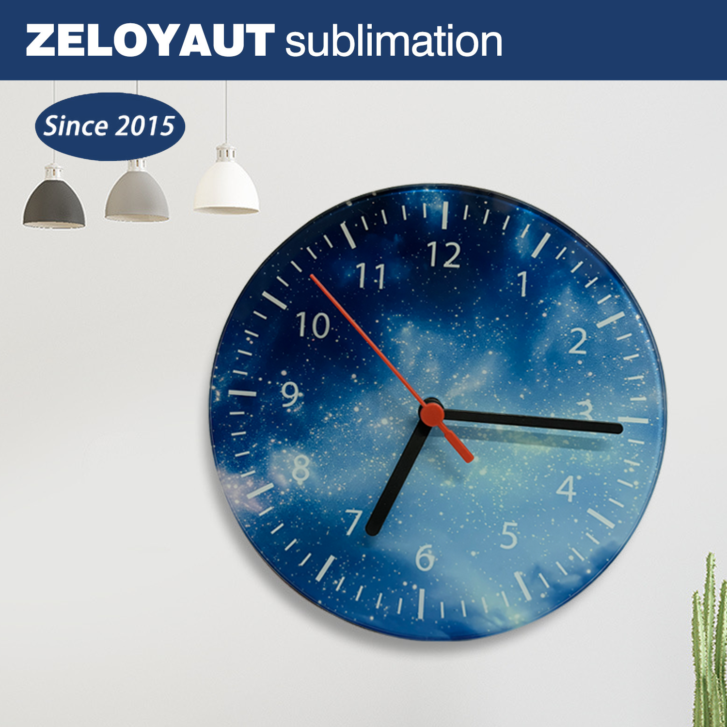 ZELOYAUT Sublimation Glass Round Clocks Blank Wall Glass Clock DIY Personalized Custom Logo Print Sublimation Blanks