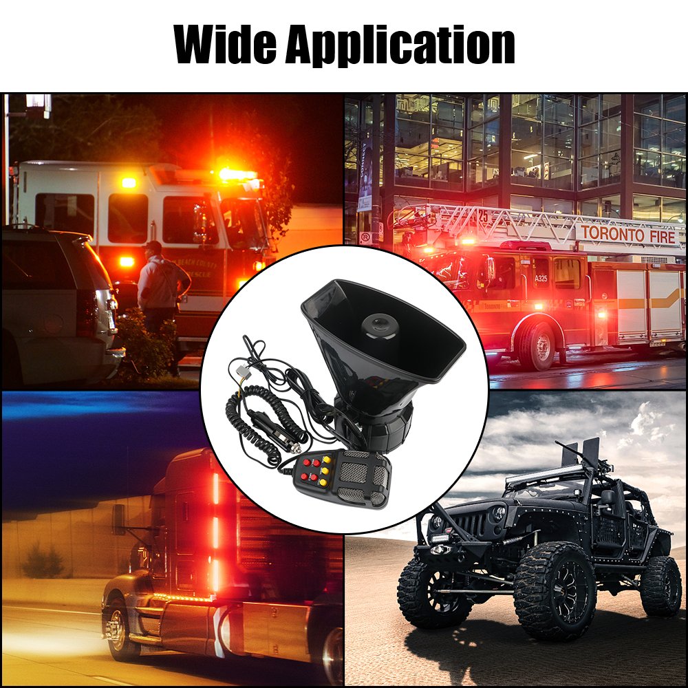 12V 100W Multifunctional Sound Device: Car Horn, Warning Alarm, Megaphone, Police Siren, Air Horn with Cigarette Lighter Plug