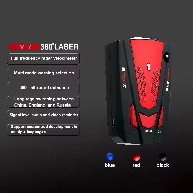 Hot Selling V7 Radar Detector Car Detection Voice Alert Auto Electronics Speed Alarm System with 360 Degree
