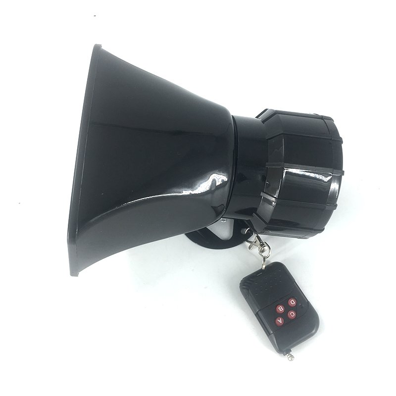 7 Sounds Loud Car Warning Alarm Fire Siren Horn Speaker with Remote Controller 12V 100W Siren for Car Black
