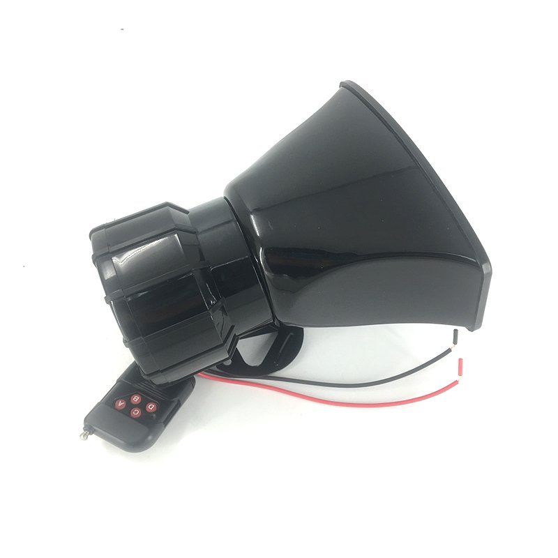 7 Sounds Loud Car Warning Alarm Fire Siren Horn Speaker with Remote Controller 12V 100W Siren for Car Black