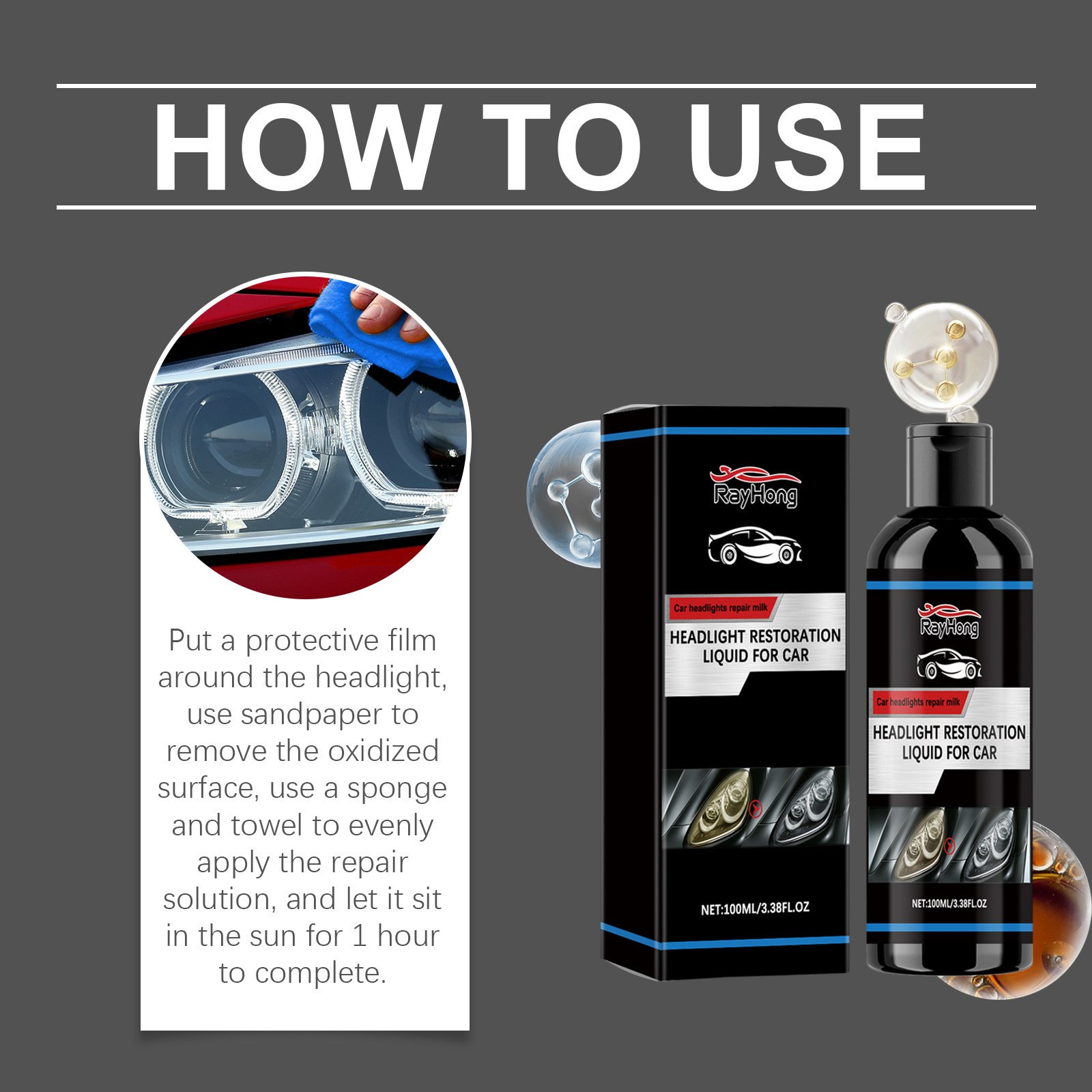 Car Headlight Repair Solution Scratches on Car Headlights Turn Yellow Crystal Plating Polishing Refurbishment and Repair Agent