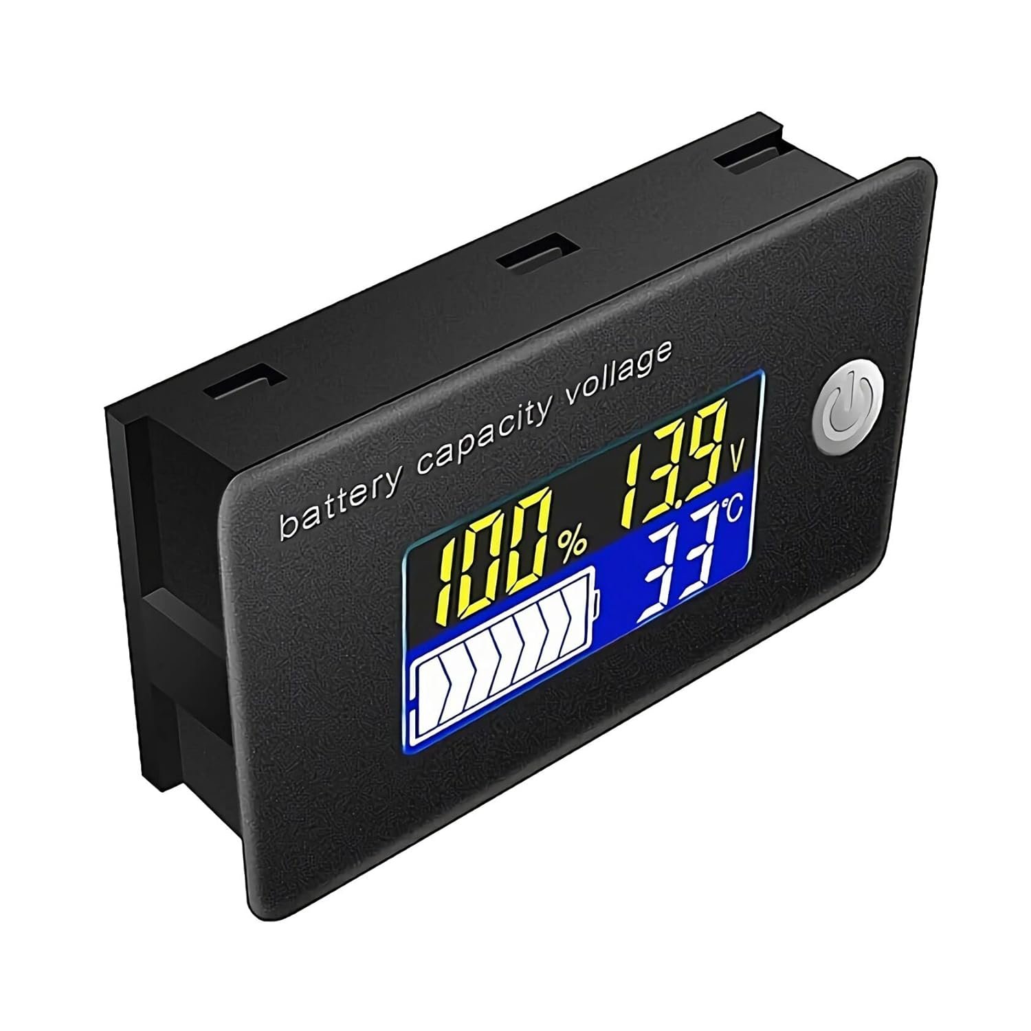 12V 24V 36V 48V 60V 72V Battery Capacity Meter Battery Capacity Voltmeter Thermometer Battery Gauge Display Voltage Monitoring