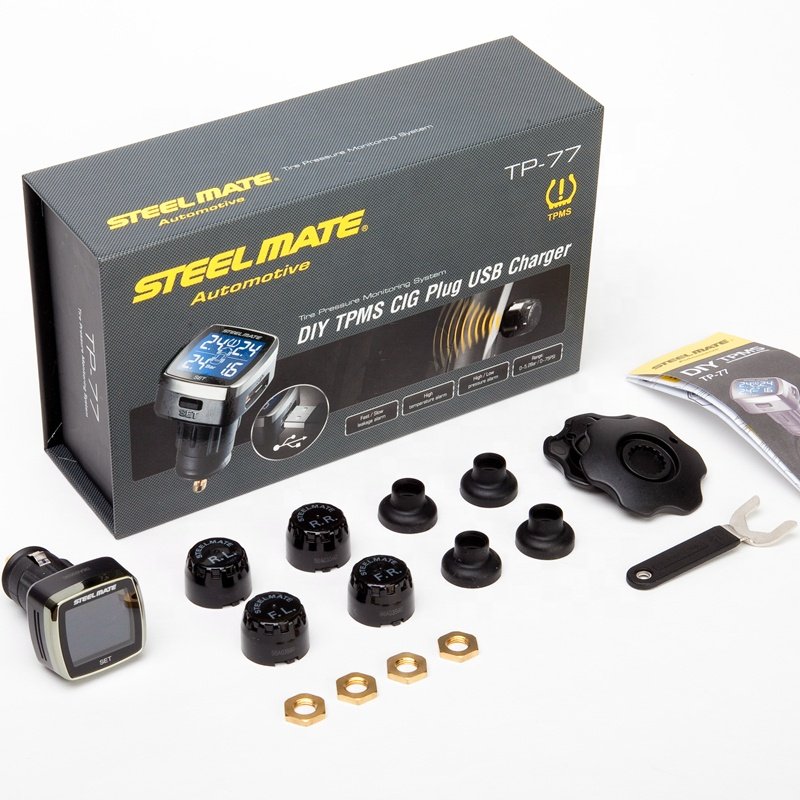 Hot Sale Steelmate External TPMS Cigarette Lighter Tire Pressure Monitoring System Digital Auto Security Alarm TP-77