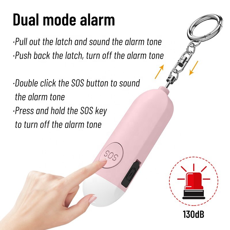 Emergency Alert Sound LED Light Alarm Personal Anti-theft Alarm Self Defense Keychain Loud Emergency Safety Alarm