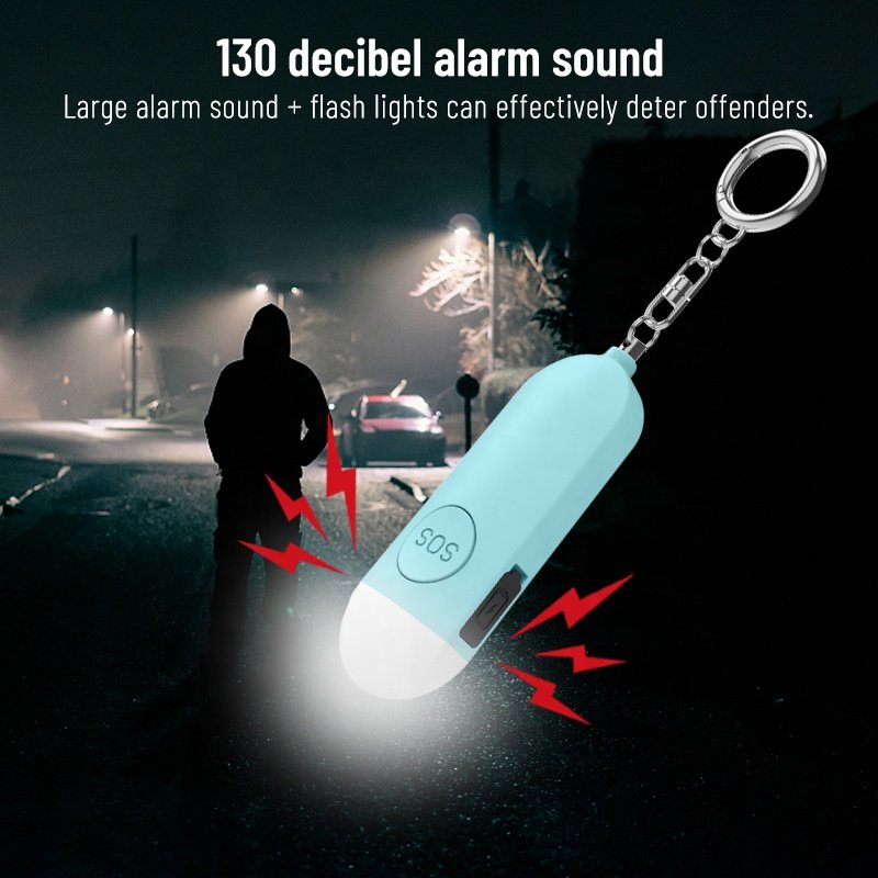 Emergency Alert Sound LED Light Alarm Personal Anti-theft Alarm Self Defense Keychain Loud Emergency Safety Alarm
