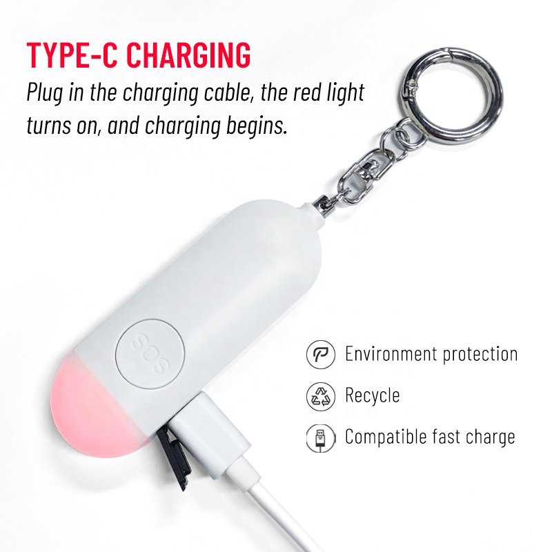 Emergency Alert Sound LED Light Alarm Personal Anti-theft Alarm Self Defense Keychain Loud Emergency Safety Alarm