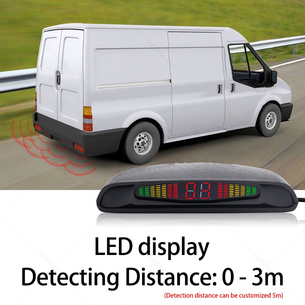 Truck Parking Sensor System 4 Pcs Radar Blind Spot Alarm Reversing LED Backlight Display Rear View 24V Parking Sensor for Truck