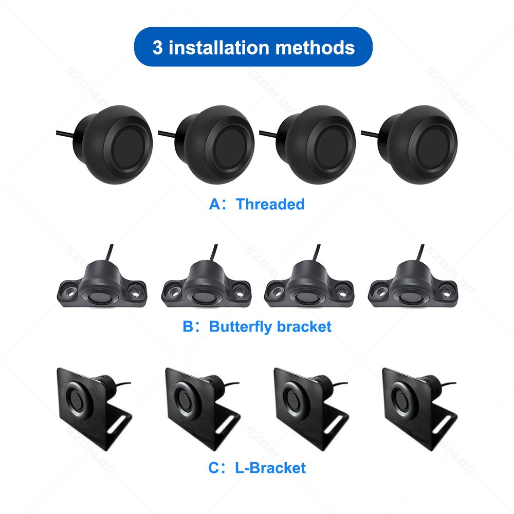 Truck Parking Sensor System 4 Pcs Radar Blind Spot Alarm Reversing LED Backlight Display Rear View 24V Parking Sensor for Truck