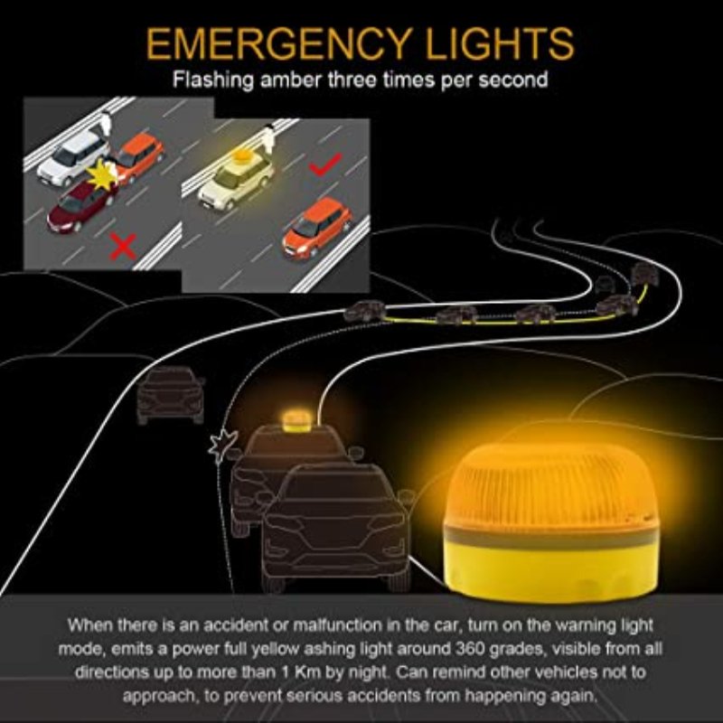 Car Strobe Light Magnetic Base Flashing Lights Construction Vehicle Emergency Lamp Warning Safety Beacon Lighting