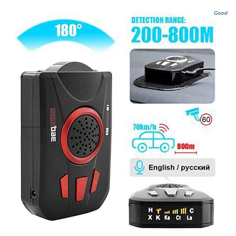 Car Radar- Detector Laser-Anti-Radar English Russian Voice Over Speed Alert Warning Alarm System 360 Full Frequency Scanning