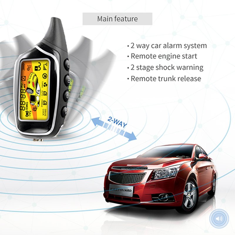 User Programmable Two Way Tenon Car Alarm System ultra - Long Distance Security with Alarma Para Carro Lcd