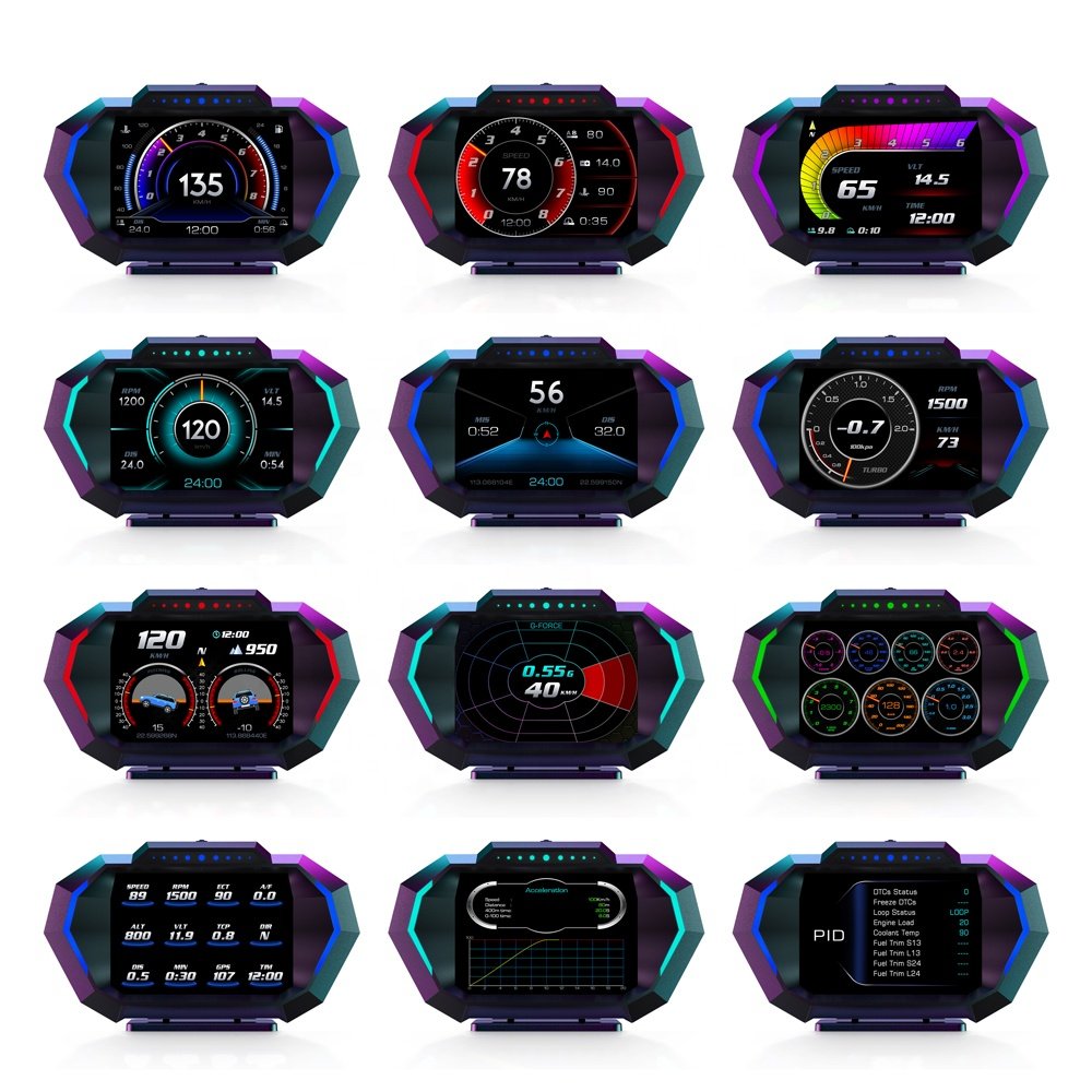 Latest Version P24 GPS Car OBD OBD2 Meter Digital Scanner Alarm Speed Gauge Display Hud Water Temp RPM Turbo boost