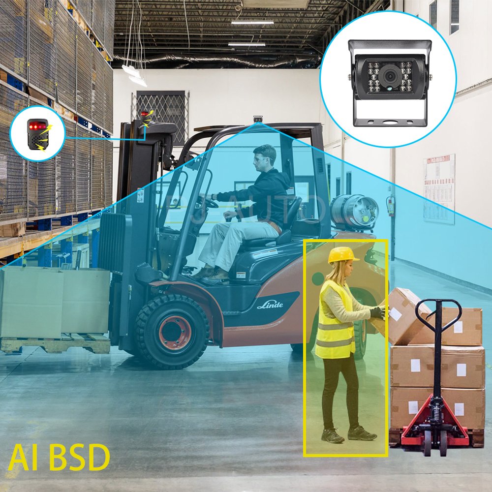 PJAUTO Blind Spot Detection System Car Vehicle Camera Detect People Vehicle Collision Alarm Warning System for Forklift Trucks