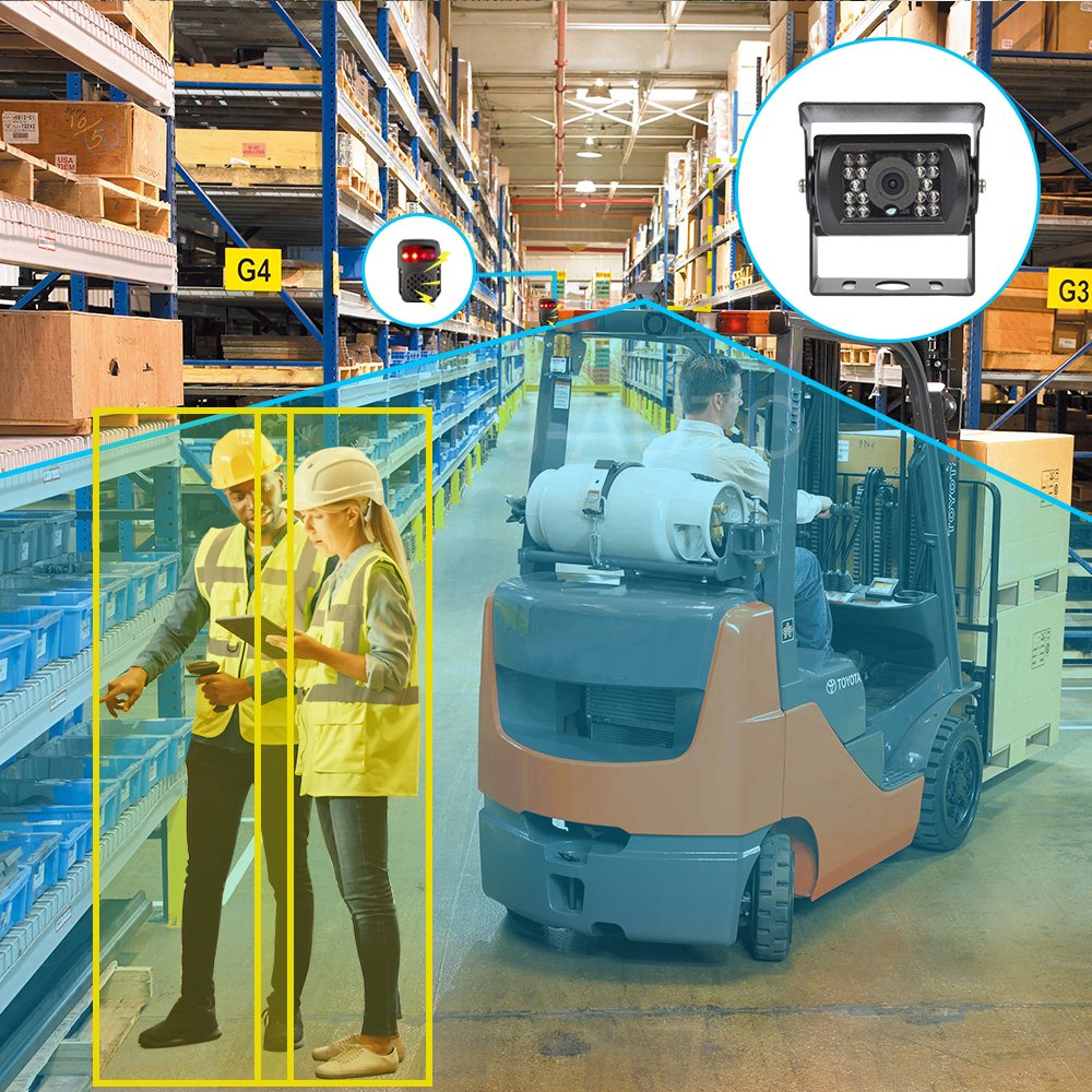 PJAUTO Blind Spot Detection System Car Vehicle Camera Detect People Vehicle Collision Alarm Warning System for Forklift Trucks