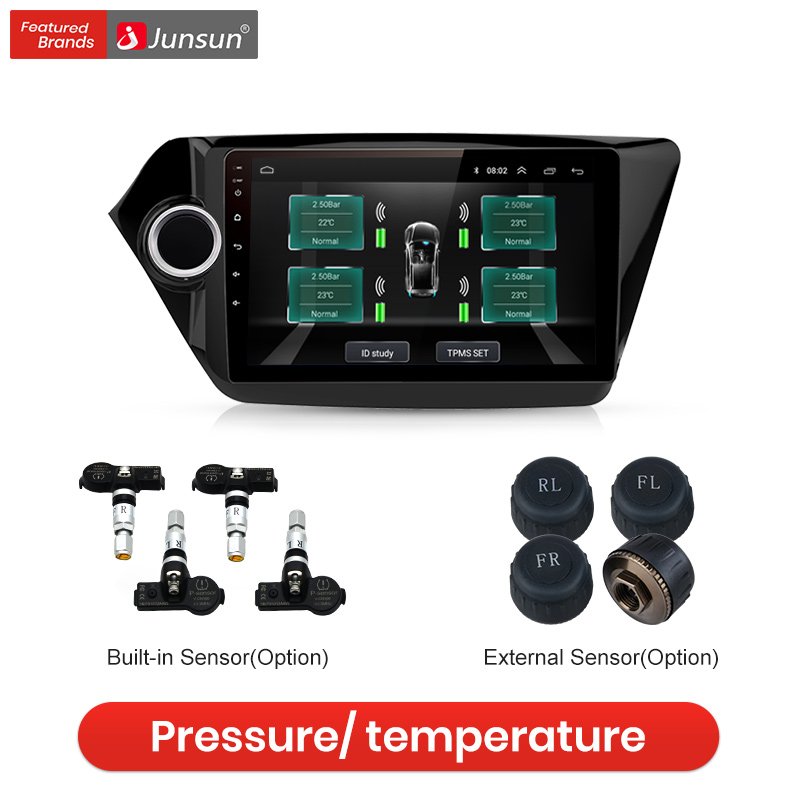Junsun Digital TPMS Pressure Monitoring Alarm System USB Tire Pressure Monitoring in Car Navigation Accessories
