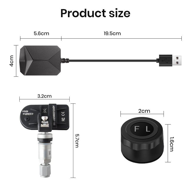 Junsun Digital TPMS Pressure Monitoring Alarm System USB Tire Pressure Monitoring in Car Navigation Accessories