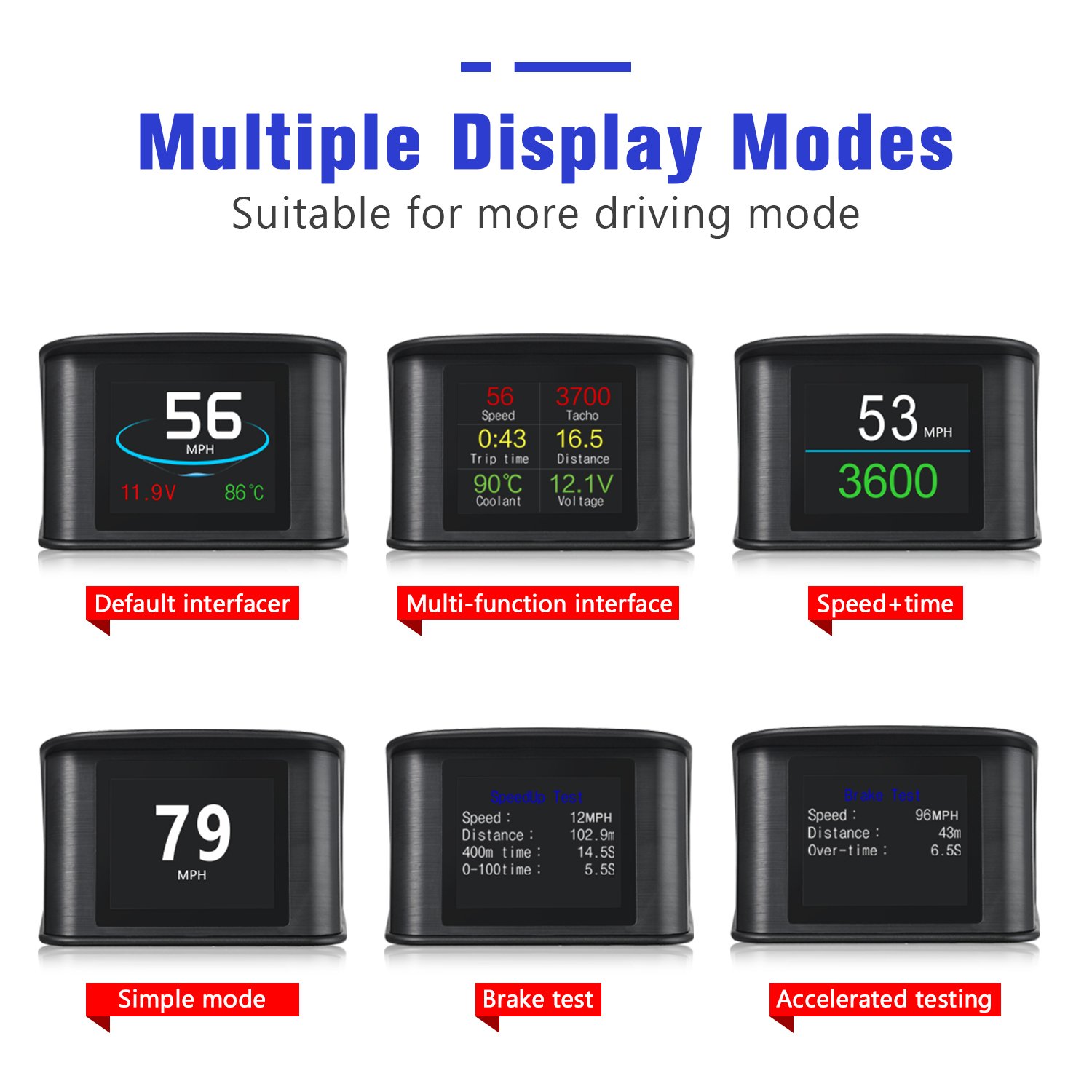 Intelligent Car HUD Head up Display Car HD OBD Portable LCD Driving Display Screen With Speeding Alarm