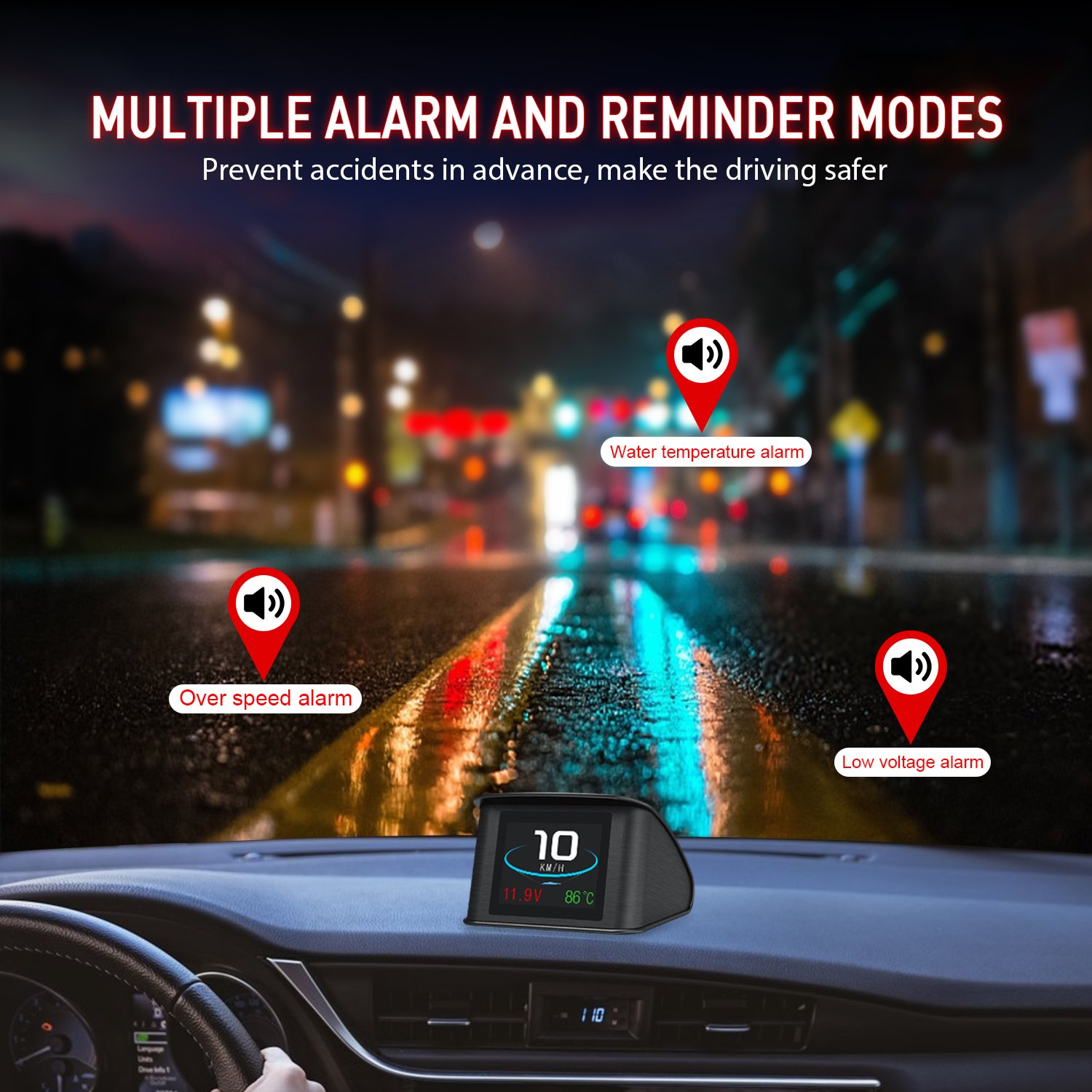 Intelligent Car HUD Head up Display Car HD OBD Portable LCD Driving Display Screen With Speeding Alarm