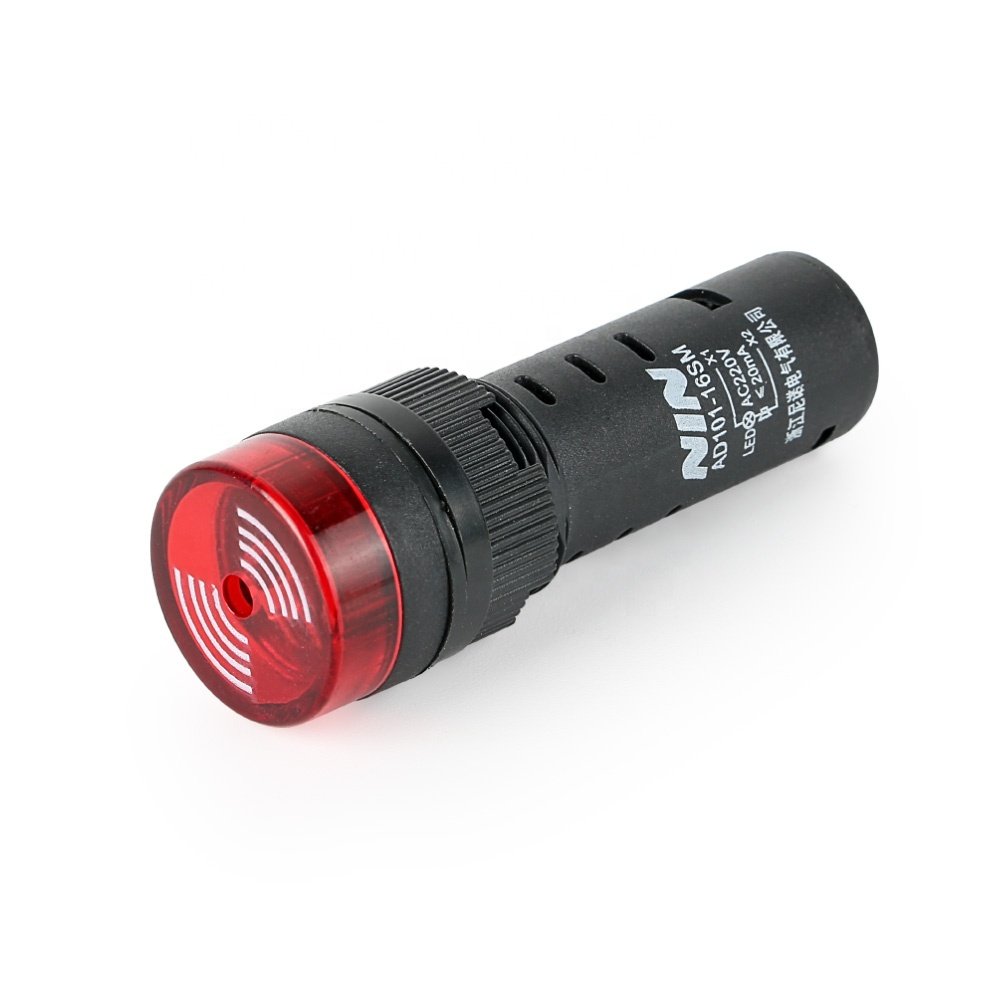 Panel Mount AC DC 12V 24V110V 220V Red Plastic LED Buzzer Alarm Flashing Light with Buzzer for Car Truck Signal Indicator Light